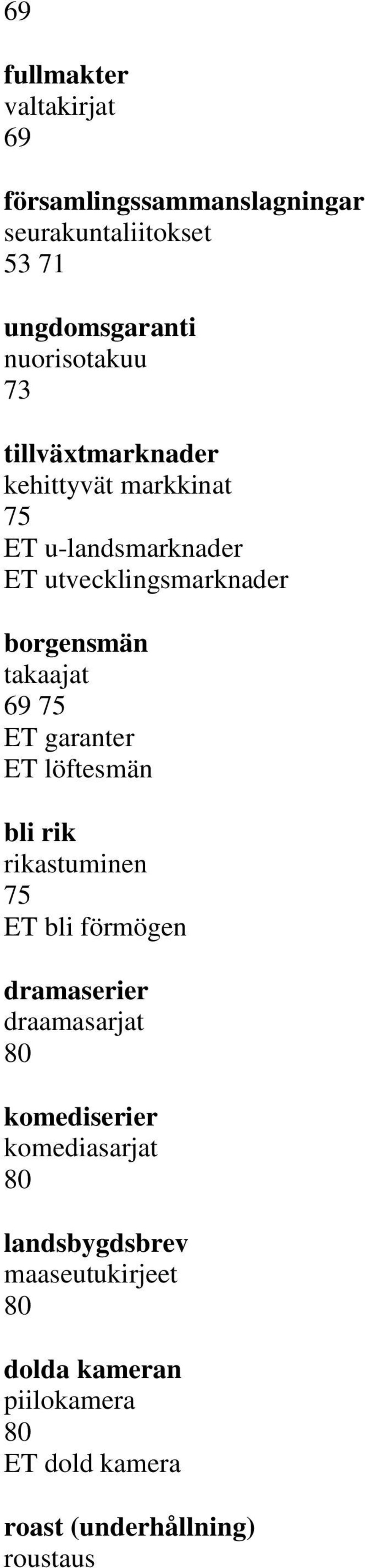 garanter ET löftesmän bli rik rikastuminen 75 ET bli förmögen dramaserier draamasarjat 80 komediserier