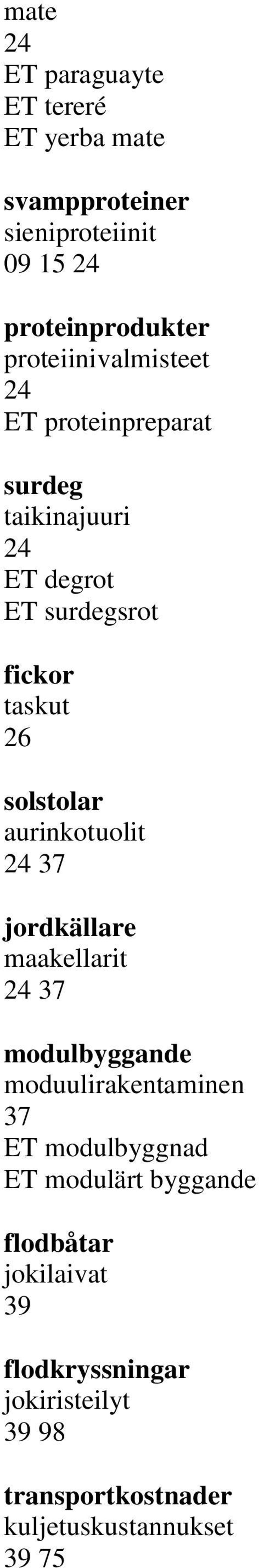 solstolar aurinkotuolit 24 37 jordkällare maakellarit 24 37 modulbyggande moduulirakentaminen 37 ET