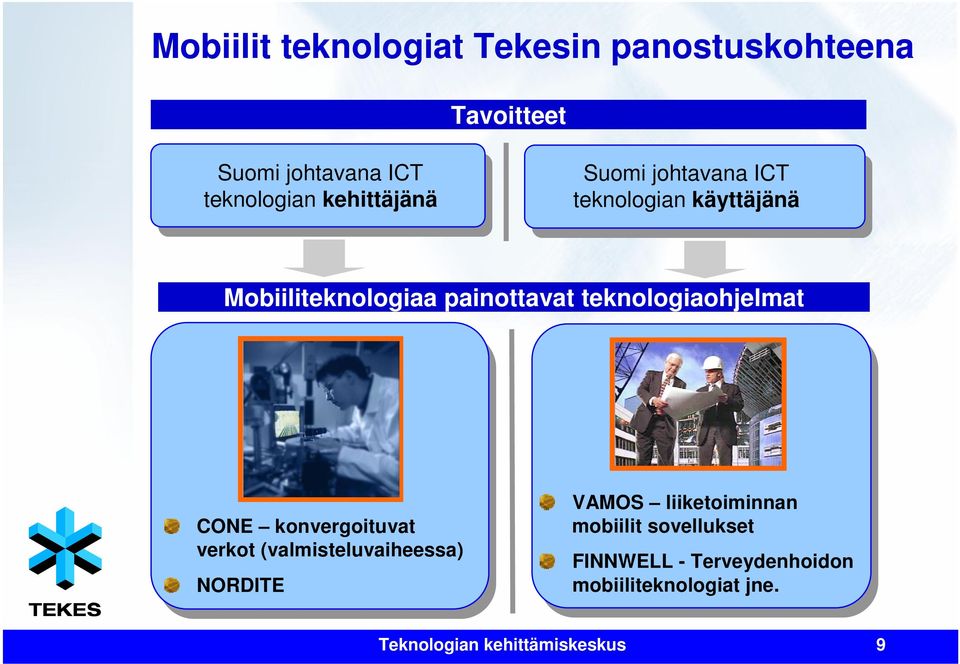 teknologiaohjelmat CONE konvergoituvat verkot (valmisteluvaiheessa) NORDITE VAMOS