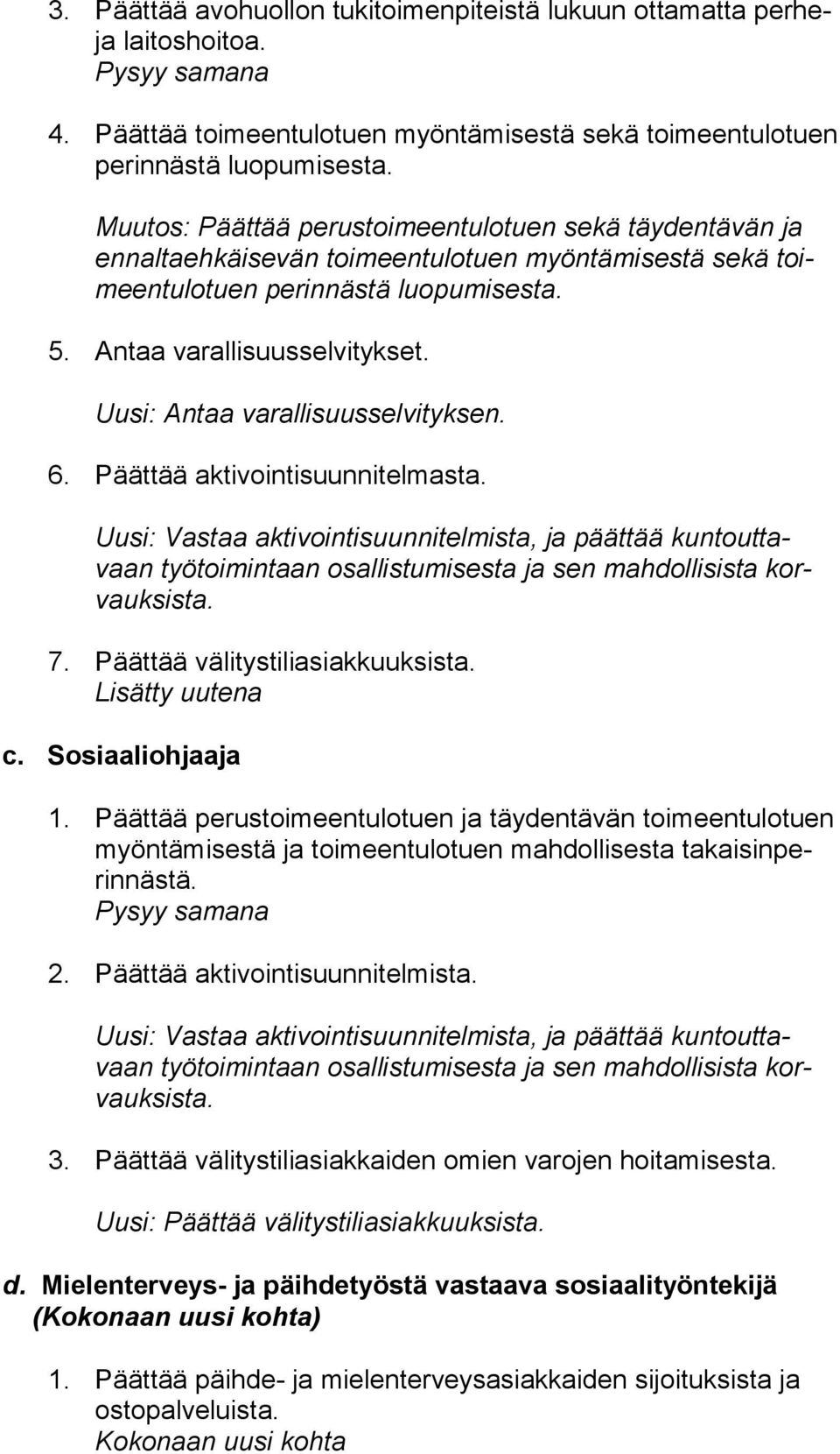 Uusi: Antaa varallisuusselvityksen. 6. Päättää aktivointisuunnitelmasta.