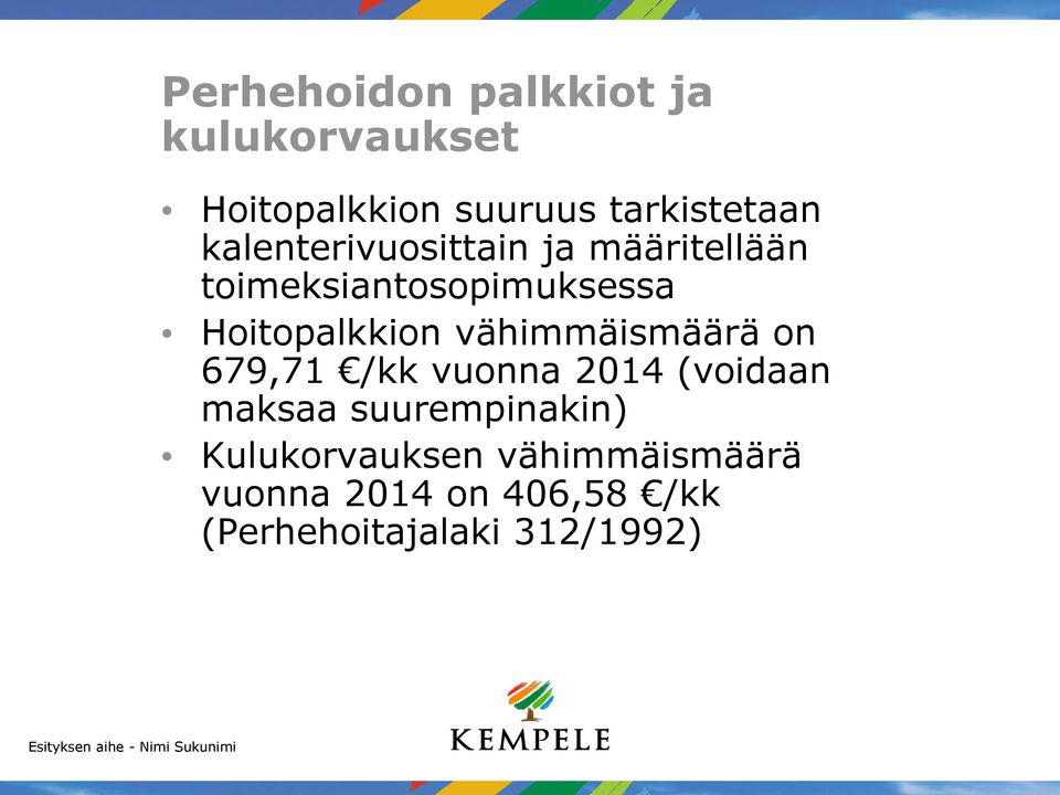 vähimmäismäärä on 679,71 /kk vuonna 2014 (voidaan maksaa suurempinakin)