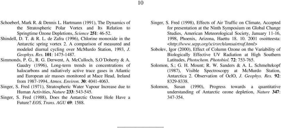 Gaudry (1996), Long-term trends in concentrations of halocarbons and radiatively active trace gases in Atlantic and European air masses monitored at Mace Head, Ireland from 1987-1994, Atmos. Environ.
