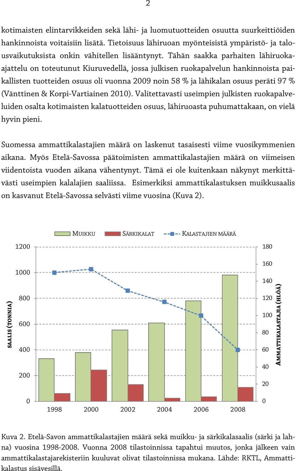 Tähän saakka parhaiten lähiruokaajattelu on toteutunut Kiuruvedellä, jossa julkisen ruokapalvelun hankinnoista paikallisten tuotteiden osuus oli vuonna 2009 noin 58 % ja lähikalan osuus peräti 97 %