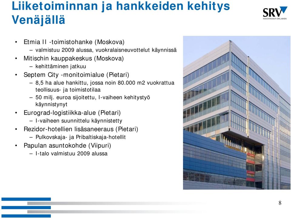 000 m2 vuokrattua teollisuus- ja toimistotilaa 50 milj.