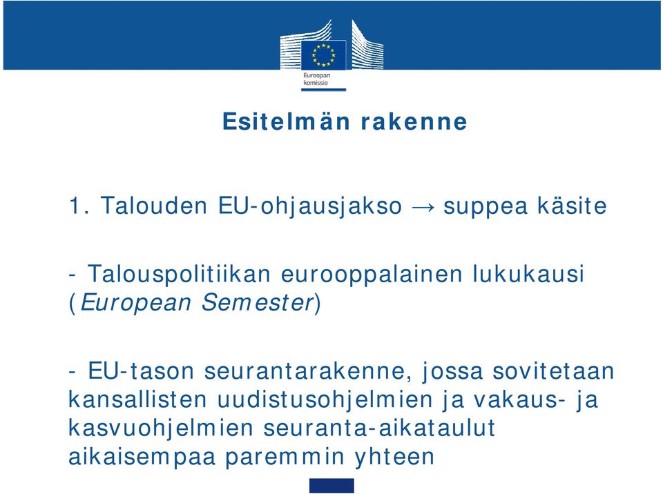 eurooppalainen lukukausi (European Semester) - EU-tason