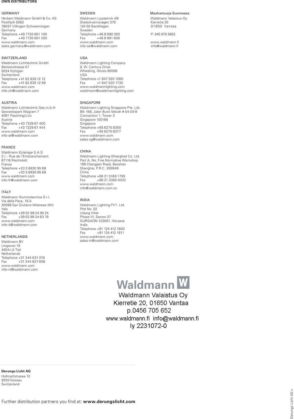 045 670 5652 Fax +46 8 991 609 www.waldmann.fi info-se@waldmann.com info@waldmann.