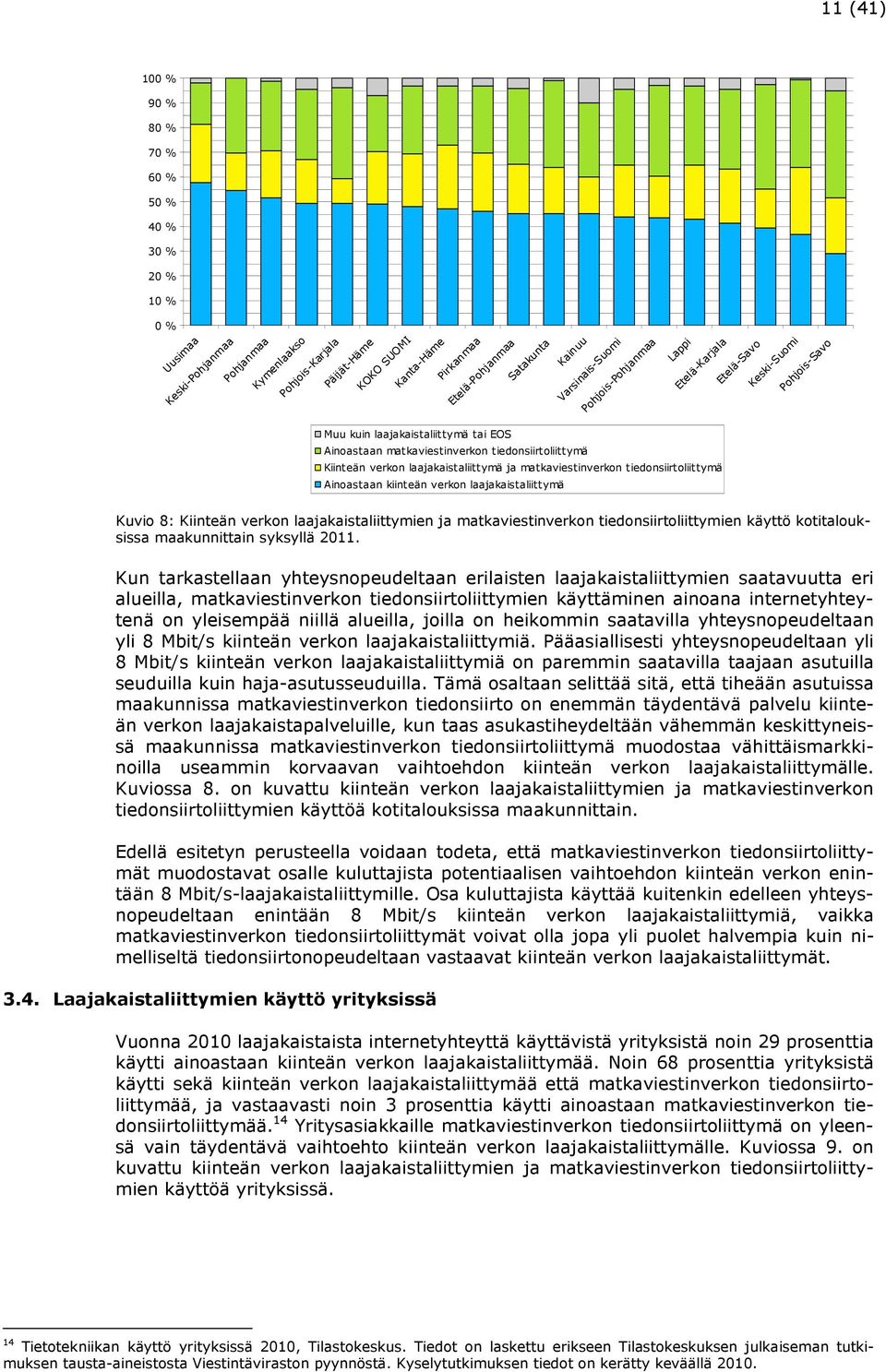 verkon laajakaistaliittymä ja matkaviestinverkon tiedonsiirtoliittymä Ainoastaan kiinteän verkon laajakaistaliittymä Kuvio 8: Kiinteän verkon laajakaistaliittymien ja matkaviestinverkon