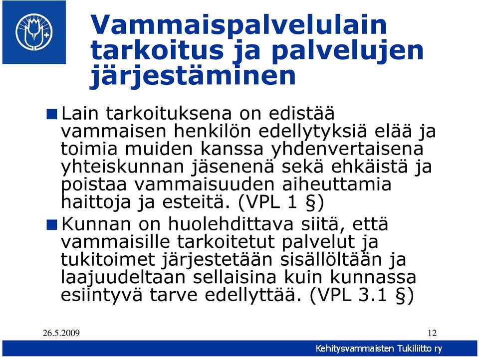 vammaisuuden aiheuttamia haittoja ja esteitä.