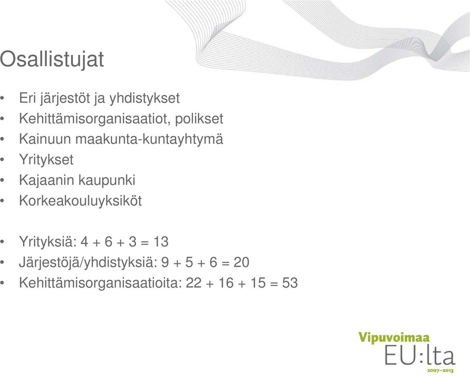 Yritykset Kajaanin kaupunki Korkeakouluyksiköt Yrityksiä: 4 + 6 +