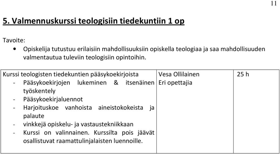 Kurssi teologisten tiedekuntien pääsykoekirjoista - Pääsykoekirjojen lukeminen & itsenäinen työskentely - Pääsykoekirjaluennot -