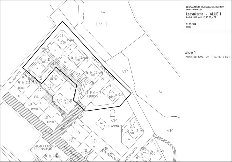 kortteli 1009, tontit 12, 18, 19 ja 21
