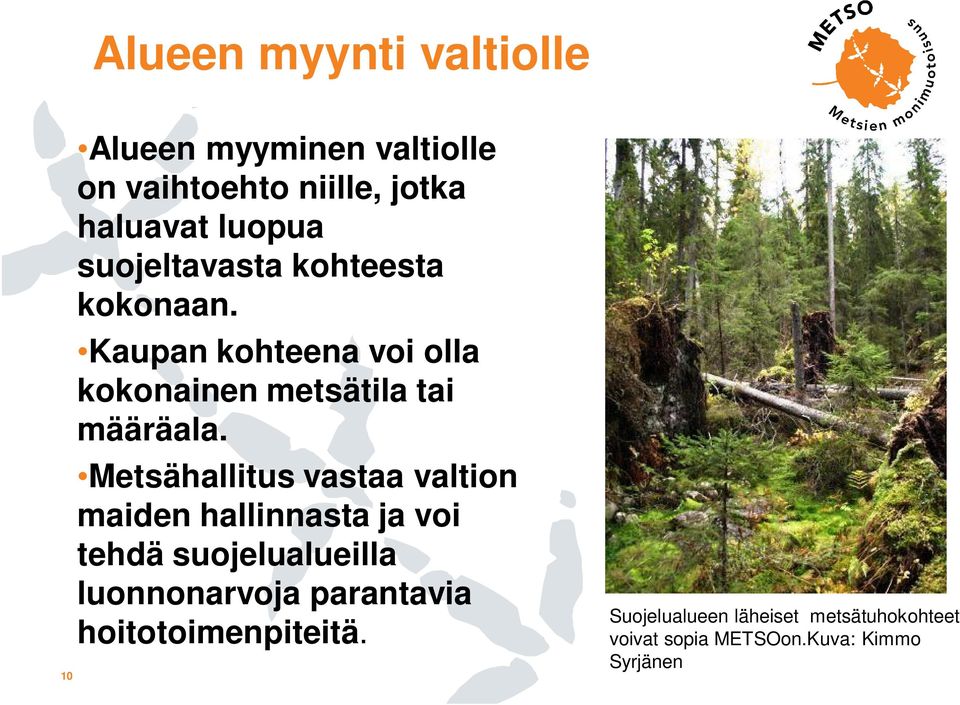 Metsähallitus vastaa valtion maiden hallinnasta ja voi tehdä suojelualueilla luonnonarvoja