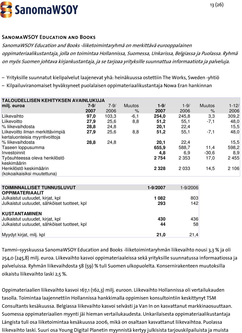 Yrityksille suunnatut kielipalvelut laajenevat yhä: heinäkuussa ostettiin The Works, Sweden -yhtiö Kilpailuviranomaiset hyväksyneet puolalaisen oppimateriaalikustantaja Nowa Eran hankinnan