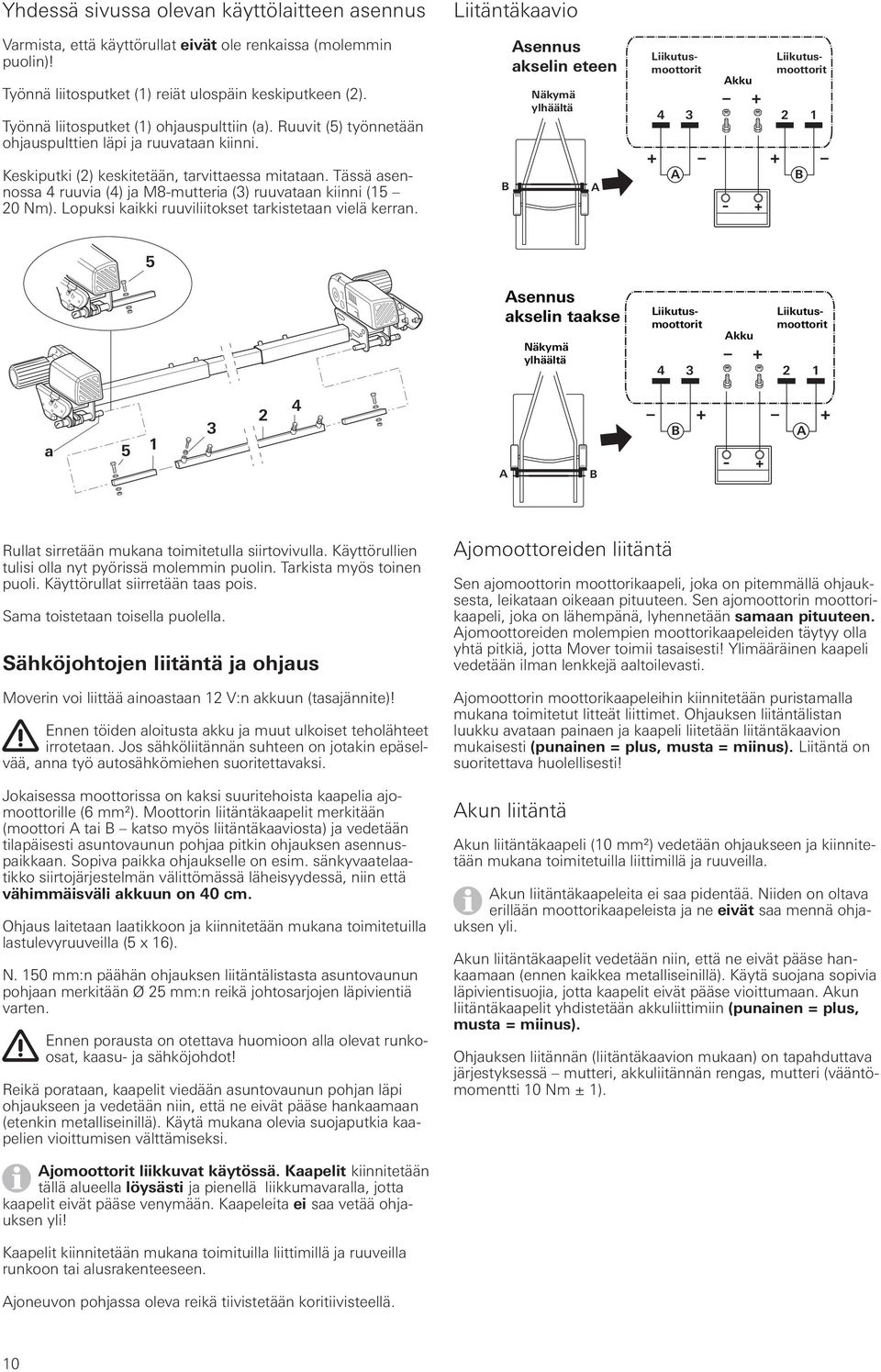 Tässä asennossa 4 ruuvia (4) ja M8-mutteria (3) ruuvataan kiinni (15 20 Nm). Lopuksi kaikki ruuviliitokset tarkistetaan vielä kerran.