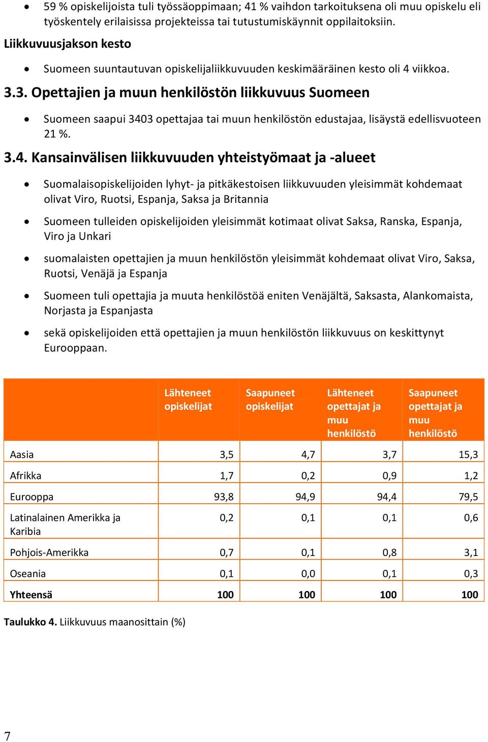 3. Opettajien ja muun n liikkuvuus Suomeen Suomeen saapui 340