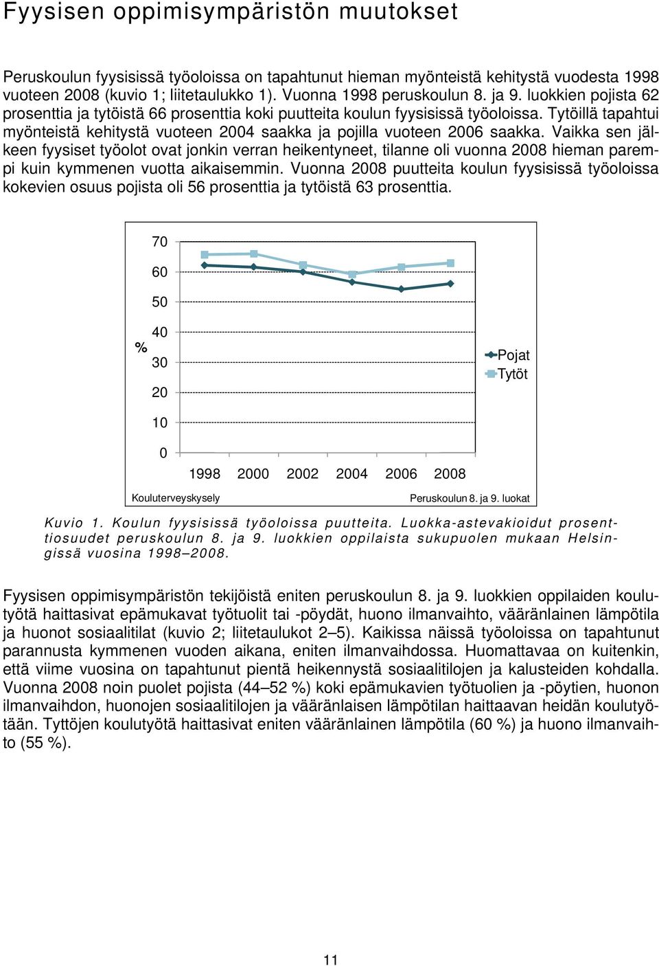 Vaikka sen jälkeen fyysiset työolot ovat jonkin verran heikentyneet, tilanne oli vuonna 8 hieman parempi kuin kymmenen vuotta aikaisemmin.