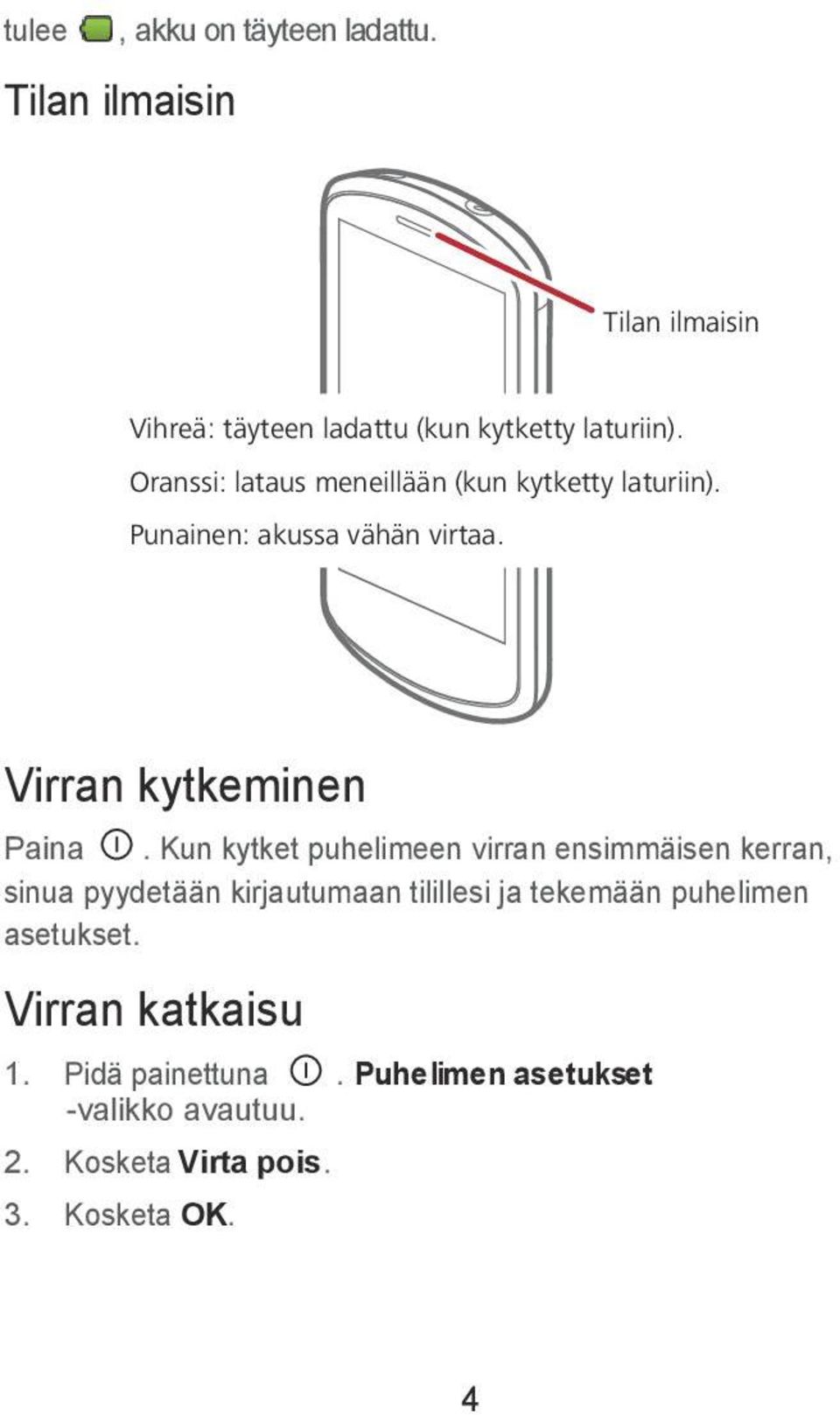 Kun kytket puhelimeen virran ensimmäisen kerran, sinua pyydetään kirjautumaan tilillesi ja tekemään puhelimen