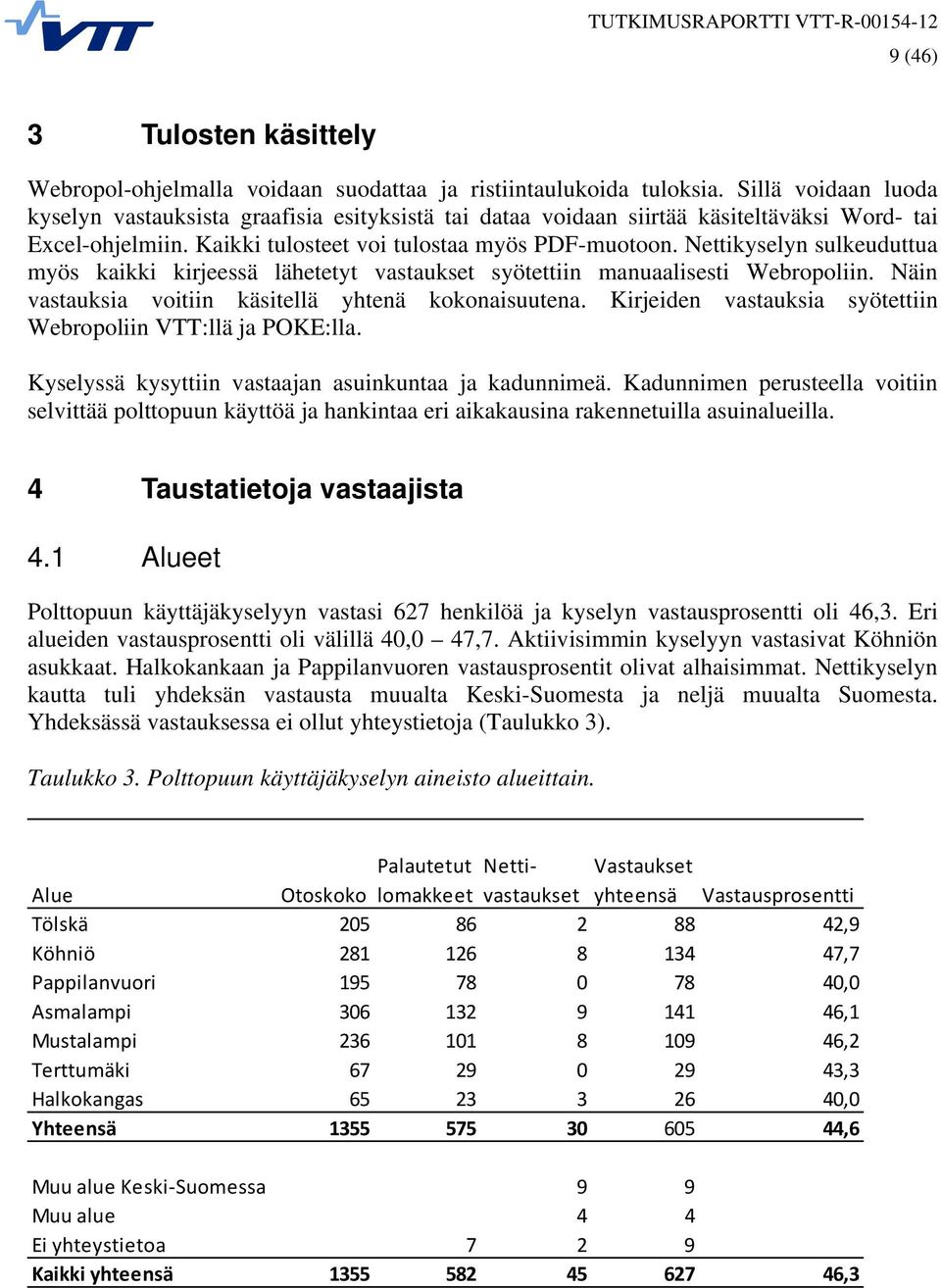 Nettikyselyn sulkeuduttua myös kaikki kirjeessä lähetetyt vastaukset syötettiin manuaalisesti Webropoliin. Näin vastauksia voitiin käsitellä yhtenä kokonaisuutena.