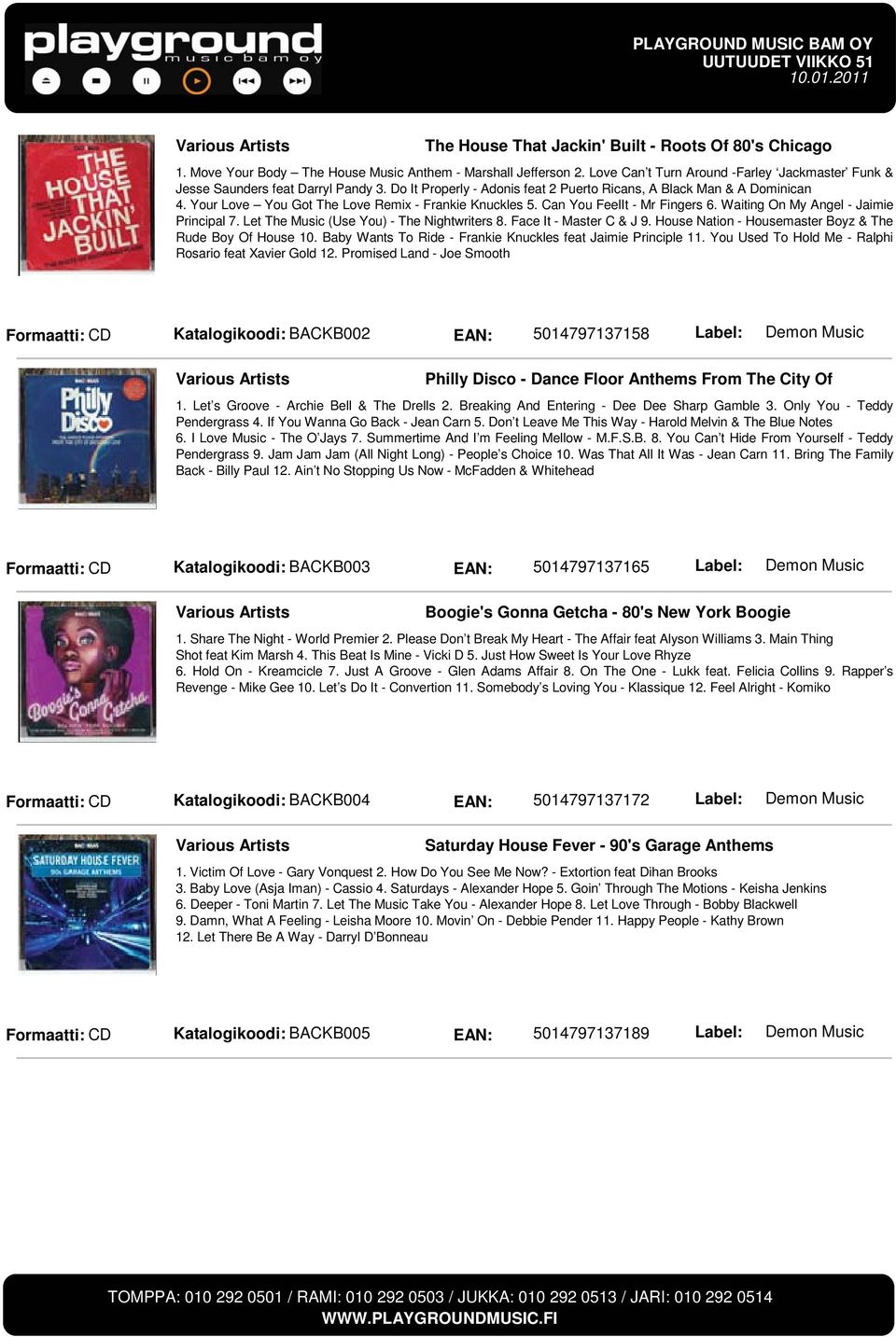 Your Love You Got The Love Remix - Frankie Knuckles 5. Can You FeelIt - Mr Fingers 6. Waiting On My Angel - Jaimie Principal 7. Let The Music (Use You) - The Nightwriters 8. Face It - Master C & J 9.
