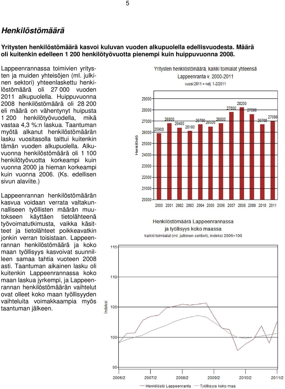 Huippuvuonna 2008 henkilöstömäärä oli 28 200 eli määrä on vähentynyt huipusta 1 200 henkilötyövuodella, mikä vastaa 4,3 %:n laskua.