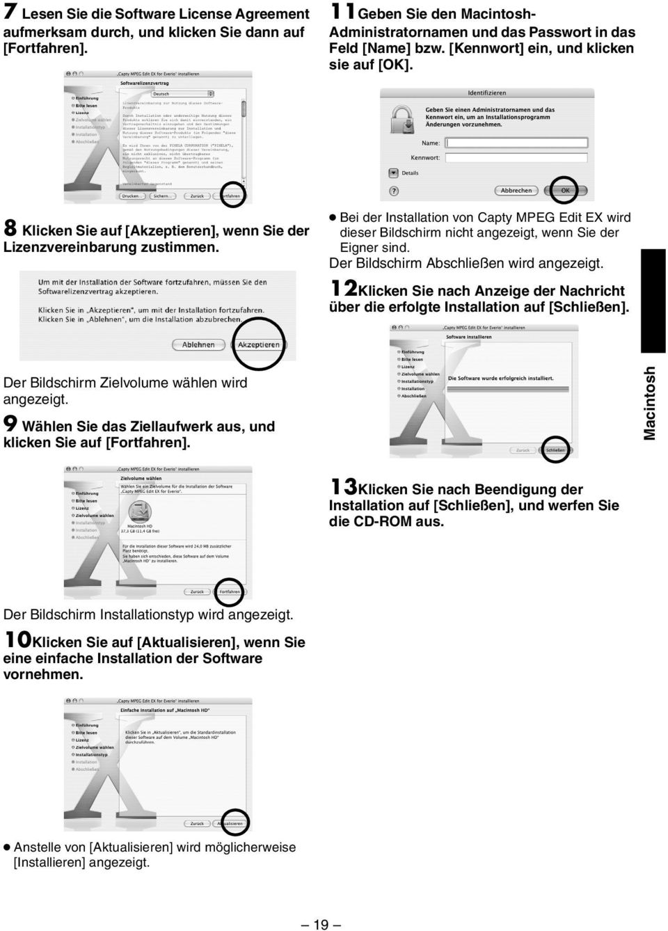 Bei der Installation von Capty MPEG Edit EX wird dieser Bildschirm nicht angezeigt, wenn Sie der Eigner sind. Der Bildschirm Abschließen wird angezeigt.