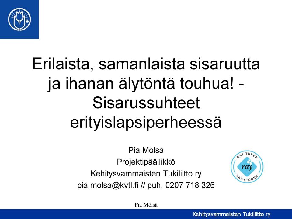 - Sisarussuhteet erityislapsiperheessä