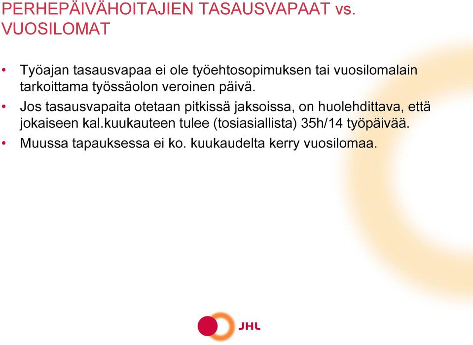 tarkoittama työssäolon veroinen päivä.