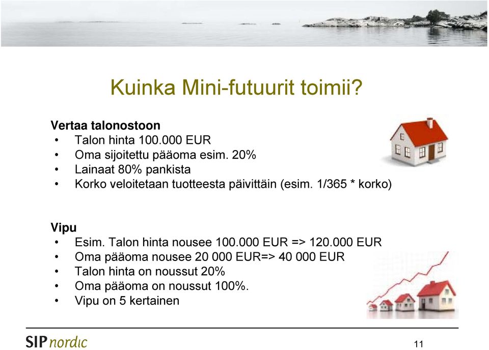 20% Lainaat 80% pankista Korko veloitetaan tuotteesta päivittäin (esim.