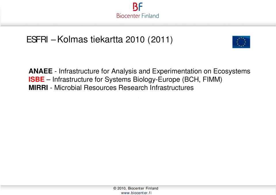 Ecosystems ISBE Infrastructure for Systems