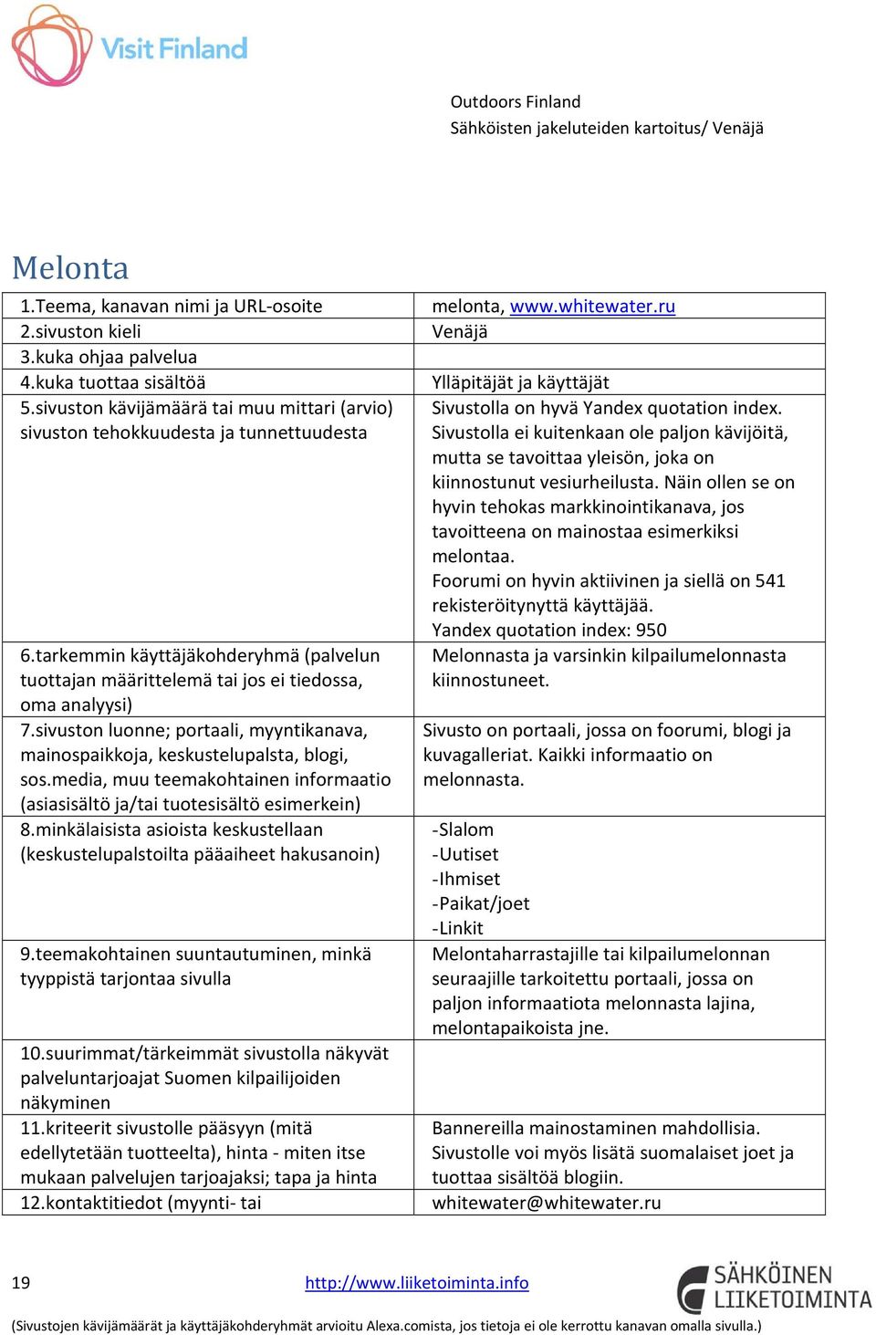 media, muu teemakohtainen informaatio (asiasisältö ja/tai tuotesisältö esimerkein) 8.minkälaisista asioista keskustellaan (keskustelupalstoilta pääaiheet hakusanoin) 9.