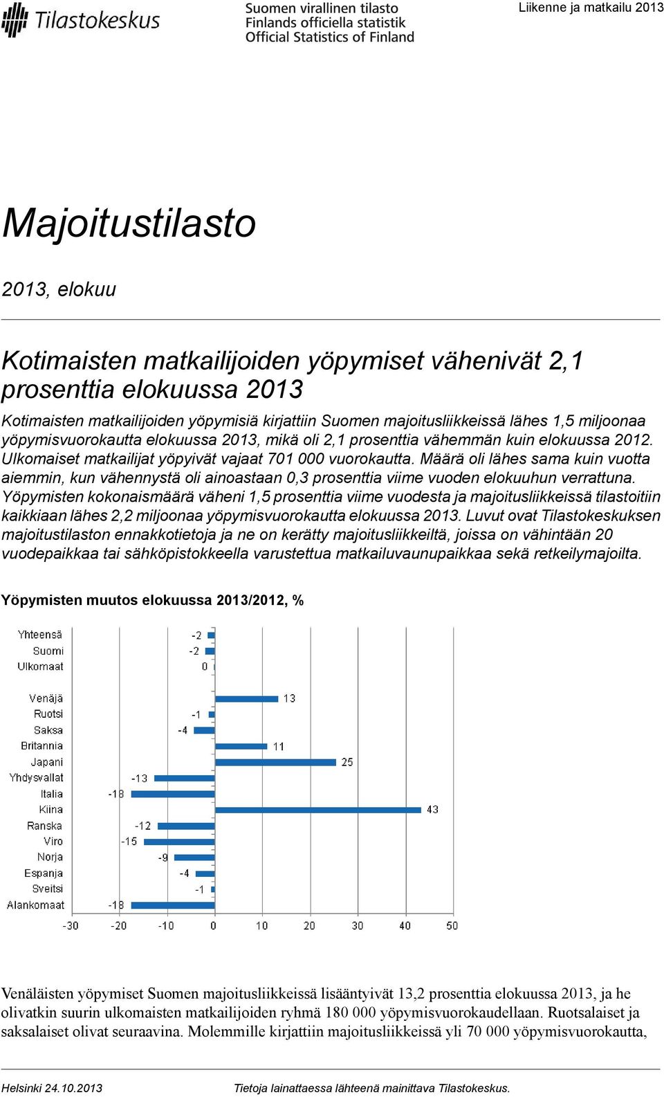 Määrä oli lähes sama kuin vuotta aiemmin, kun vähennystä oli ainoastaan 0,3 prosenttia viime vuoden elokuuhun verrattuna.