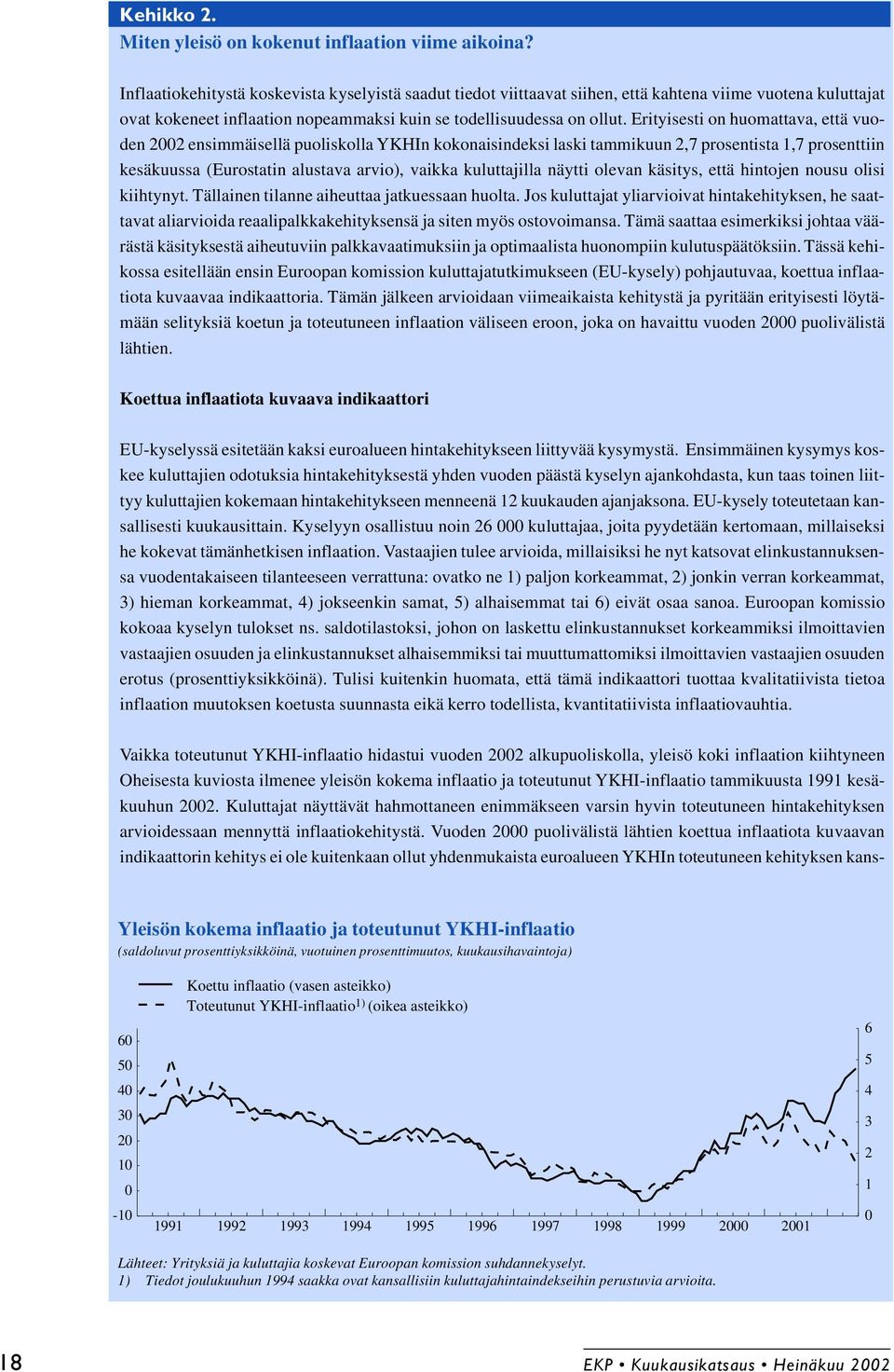 Erityisesti on huomattava, että vuoden 2002 ensimmäisellä puoliskolla YKHIn kokonaisindeksi laski tammikuun 2,7 prosentista 1,7 prosenttiin kesäkuussa (Eurostatin alustava arvio), vaikka kuluttajilla