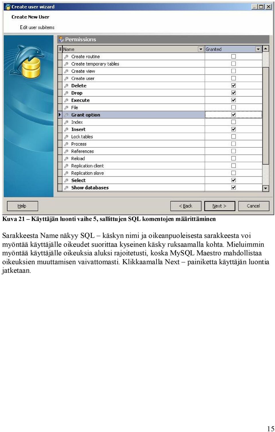 ruksaamalla kohta.