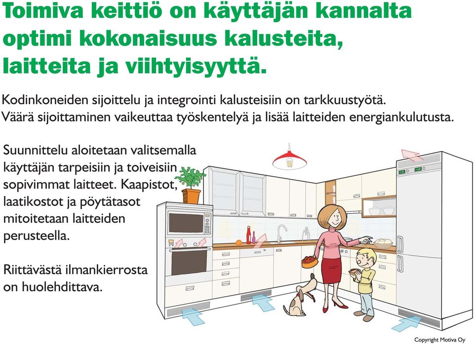 Väärä sijoittaminen vaikeuttaa työskentelyä ja lisää laitteiden energiankulutusta.