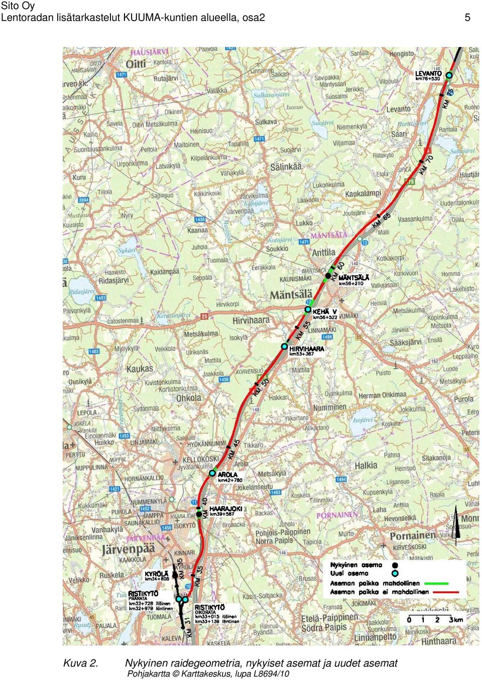 Nykyinen raidegeometria, nykyiset asemat