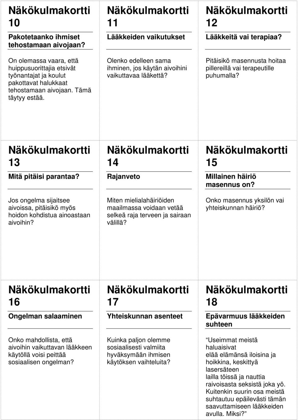 13 Mitä pitäisi parantaa? Jos ongelma sijaitsee aivoissa, pitäisikö myös hoidon kohdistua ainoastaan aivoihin?