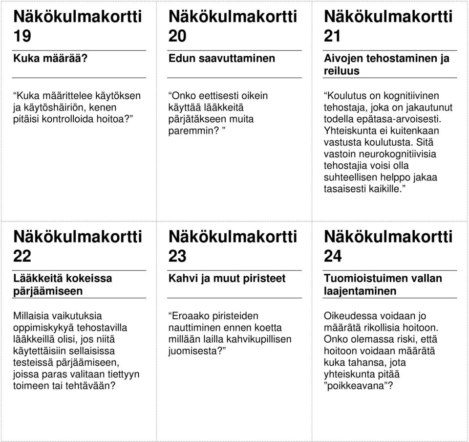 Sitä vastoin neurokognitiivisia tehostajia voisi olla suhteellisen helppo jakaa tasaisesti kaikille.