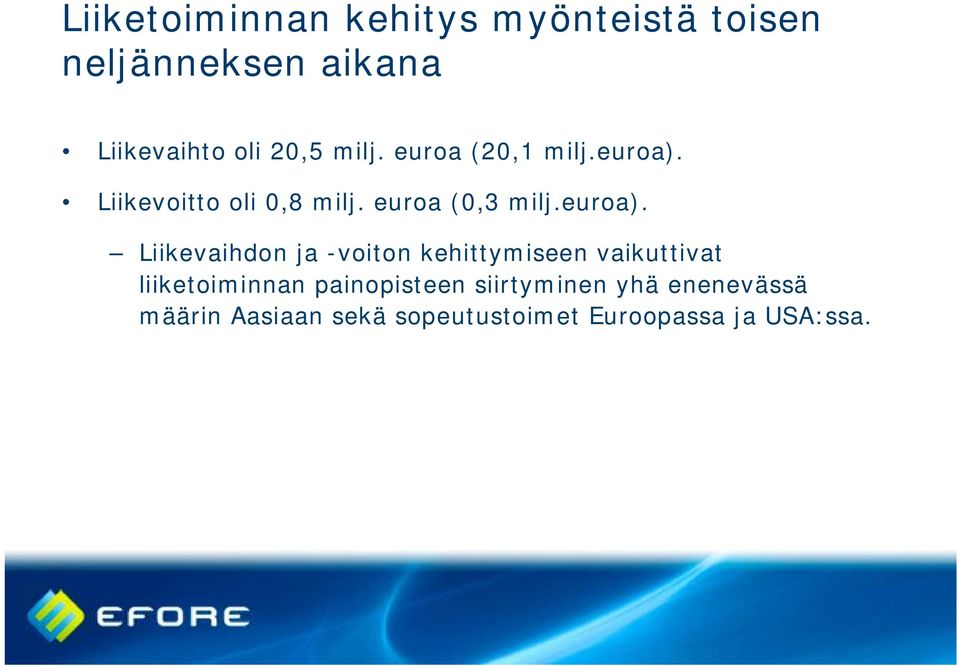 Liikevoitto oli 0,8 milj. euroa (0,3 milj.euroa).