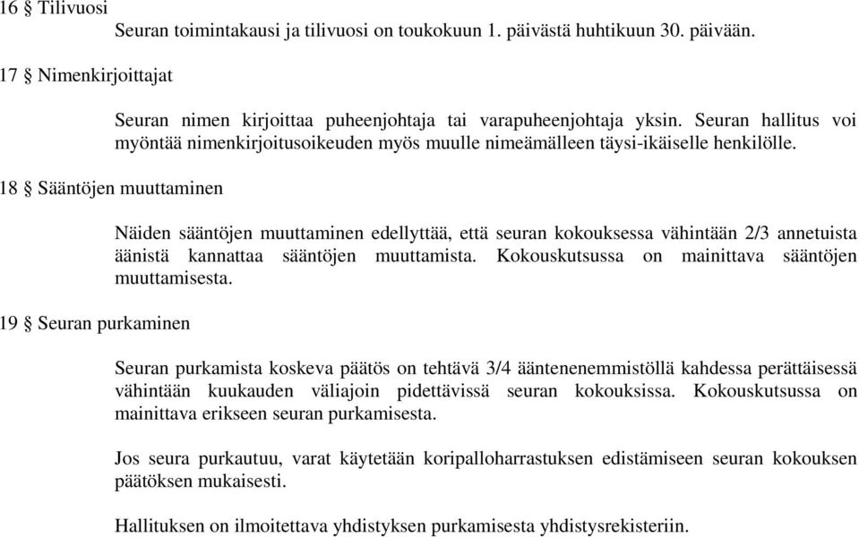 Seuran hallitus voi myöntää nimenkirjoitusoikeuden myös muulle nimeämälleen täysi-ikäiselle henkilölle.