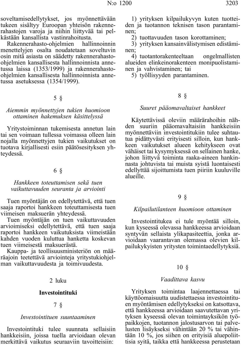 rakennerahastoohjelmien kansallisesta hallinnoinnista annetussa asetuksessa (1354/1999).