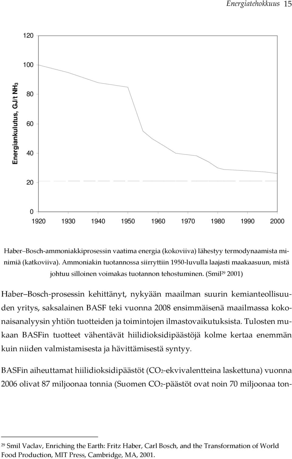 (Smil 29 2001) Haber Bosch-prosessin kehittänyt, nykyään maailman suurin kemianteollisuuden yritys, saksalainen BASF teki vuonna 2008 ensimmäisenä maailmassa kokonaisanalyysin yhtiön tuotteiden ja