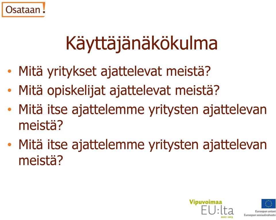 Mitä itse ajattelemme yritysten ajattelevan