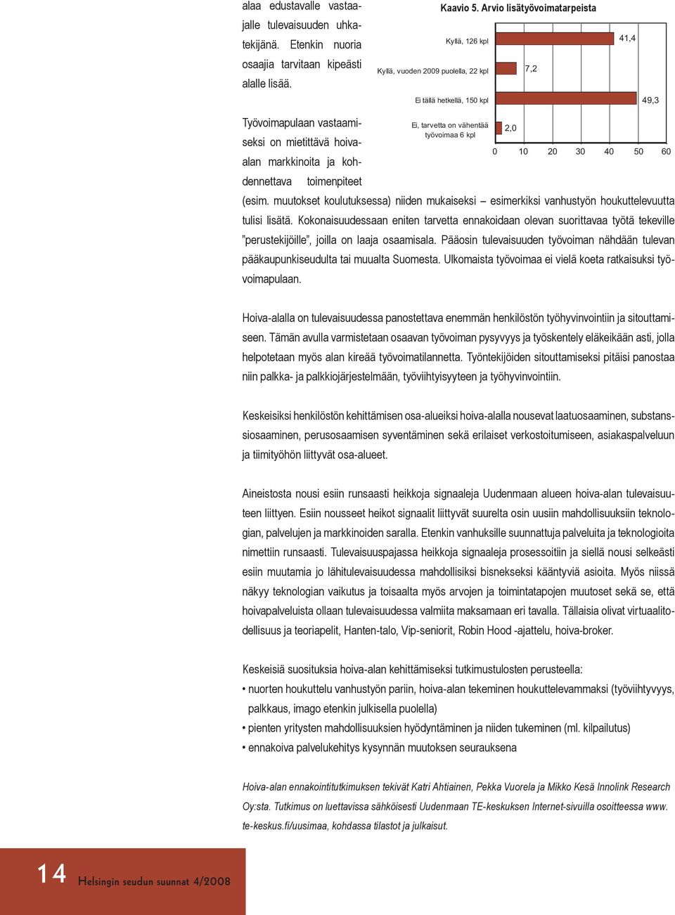 hoivaalan markkinoita ja koh- 1 3 4 5 6 dennettava toimenpiteet (esim. muutokset koulutuksessa) niiden mukaiseksi esimerkiksi vanhustyön houkuttelevuutta tulisi lisätä.