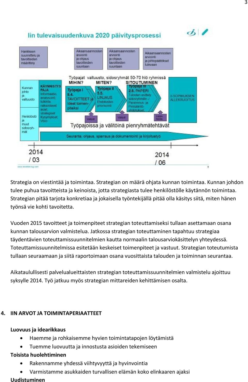 Vuoden 2015 tavoitteet ja toimenpiteet strategian toteuttamiseksi tullaan asettamaan osana kunnan talousarvion valmistelua.