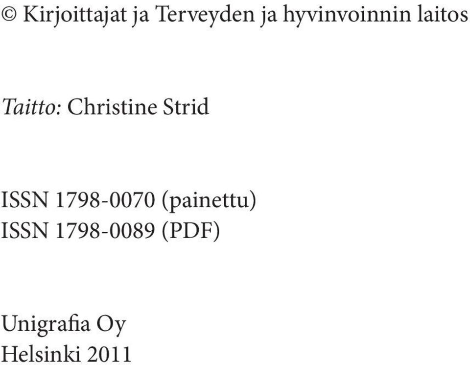 Christine Strid ISSN 1798-0070