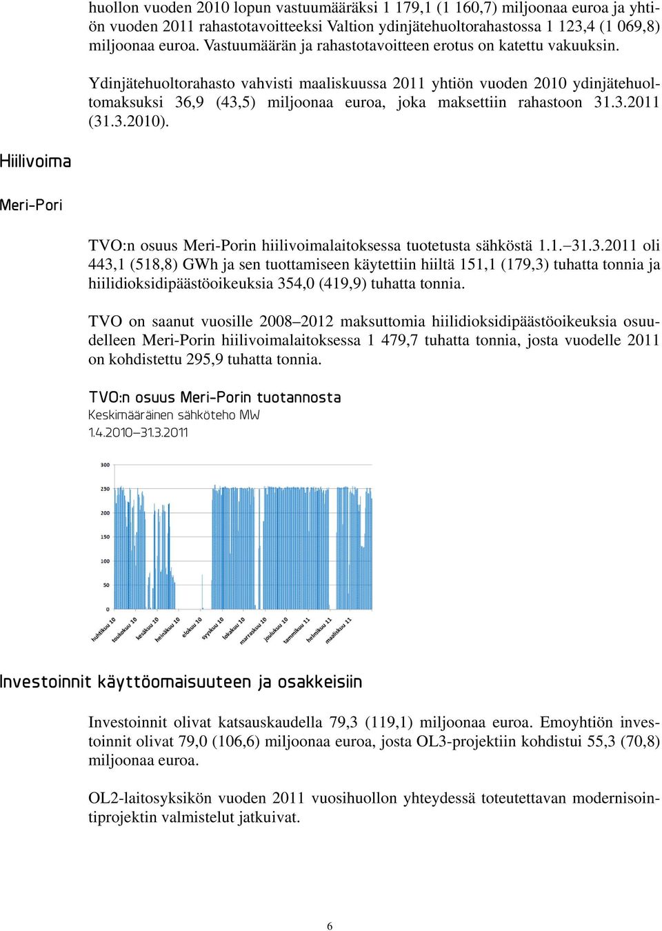 Ydinjätehuoltorahasto vahvisti maaliskuussa 2011 yhtiön vuoden 2010 ydinjätehuoltomaksuksi 36,9 (43,5) miljoonaa euroa, joka maksettiin rahastoon 31.3.2011 (31.3.2010).