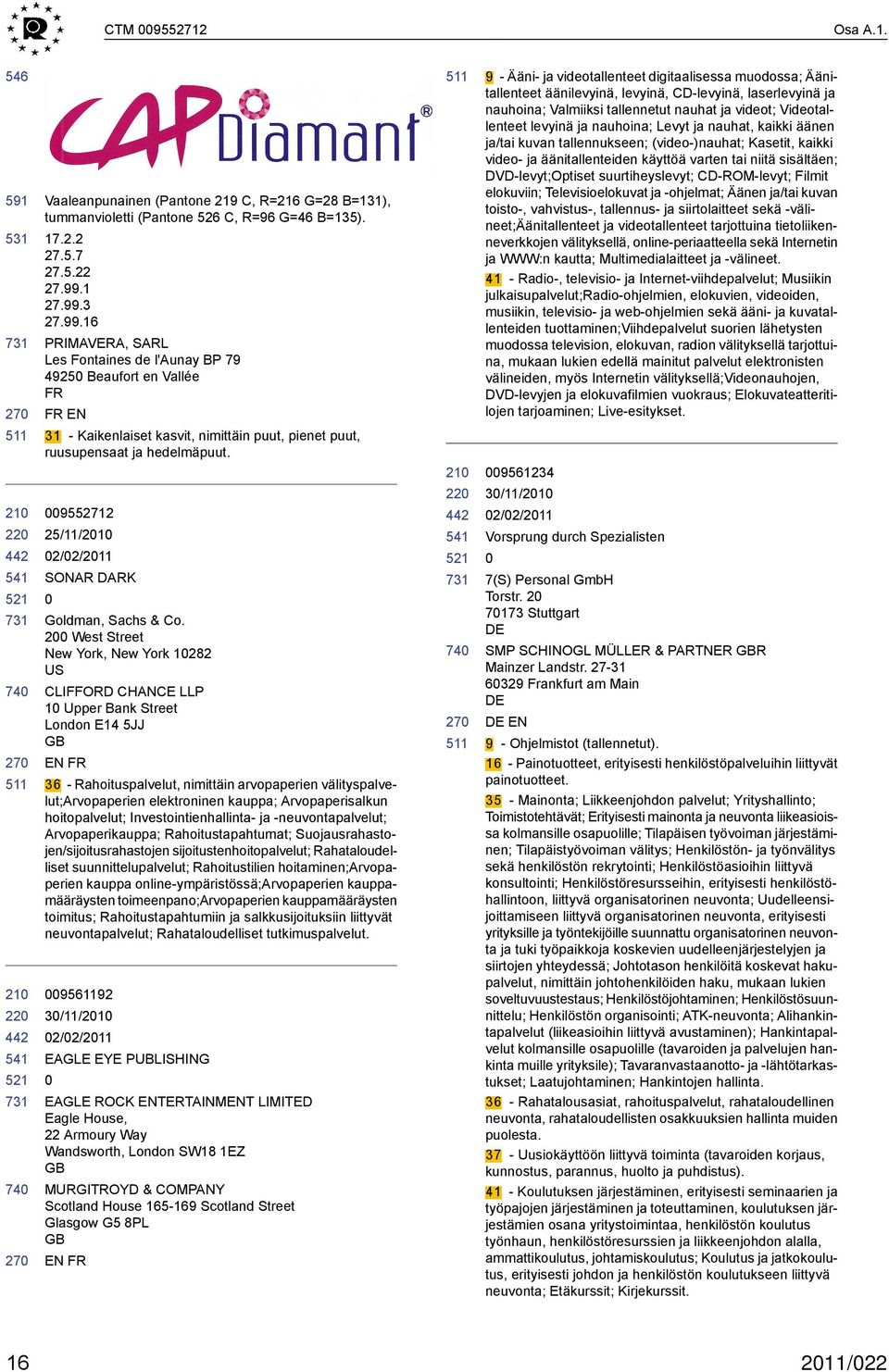 9552712 25/11/21 SONAR DARK Goldman, Sachs & Co.