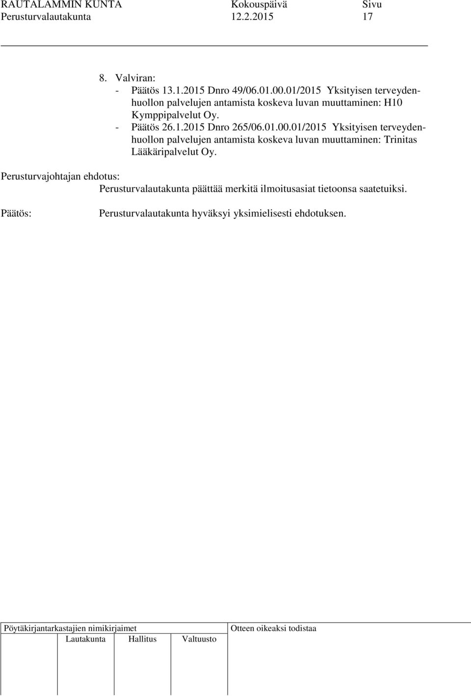Oy. - Päätös 26.1.2015 Dnro 265/06.01.00.