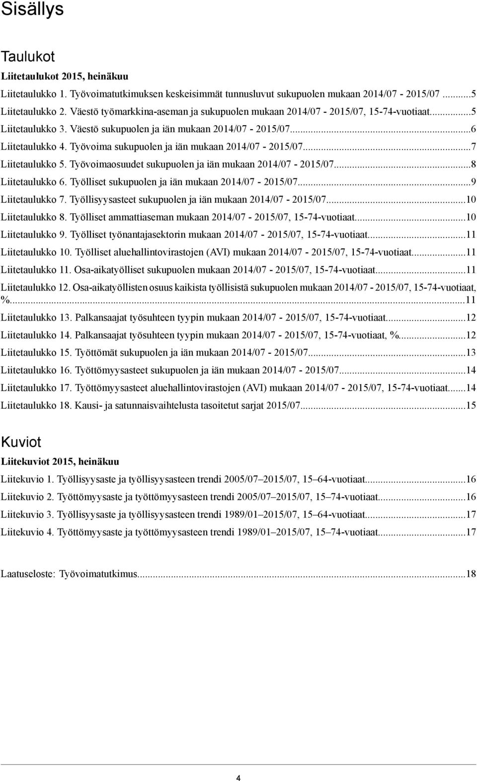 Työvoimaosuudet sukupuolen ja iän mukaan...8 Liitetaulukko 6. Työlliset sukupuolen ja iän mukaan...9 Liitetaulukko 7. Työllisyysasteet sukupuolen ja iän mukaan...10 Liitetaulukko 8.