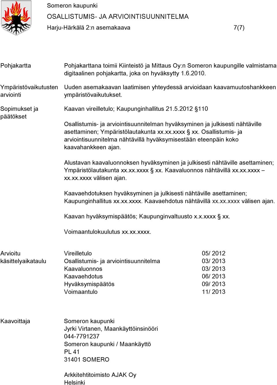 2012 110 Osallistumis- ja arviointisuunnitelman hyväksyminen ja julkisesti nähtäville asettaminen; Ympäristölautakunta xx.xx.xxxx xx.